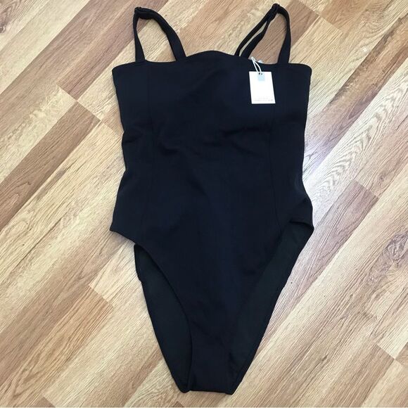 GOOD AMERICAN Black Corset One Piece Swimsuit Sculpt Lace Up Back Size 2X 5 New - Picture 2 of 12
